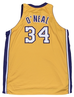2002 Shaquille ONeal NBA Finals Game Worn & Signed Los Angeles Lakers Home Jersey (DC Sports & JSA)